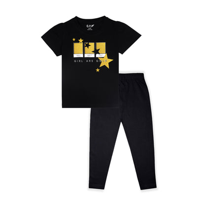 J&JP Kids Girls Printed T-shirt and Pant Set