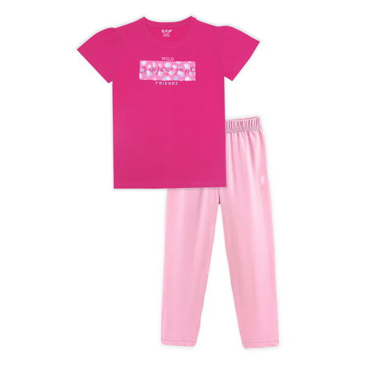 J&JP Kids Girls Printed T-shirt and Pant Set