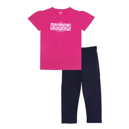 J&JP Kids Girls Printed T-shirt and Pant Set