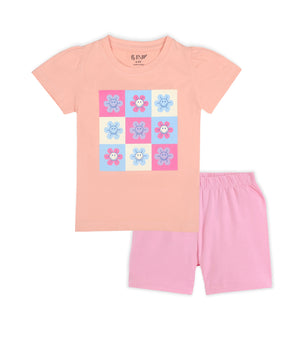 J&JP Kids Girls  Printed T-shirt and Shorts Set