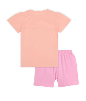 J&JP Kids Girls  Printed T-shirt and Shorts Set