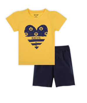 J&JP Kids Girls  Printed T-shirt and Shorts Set