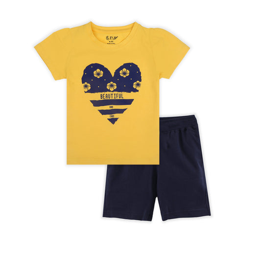 J&JP Kids Girls Printed T-shirt and Shorts Set