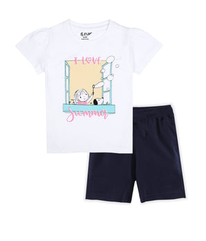 J&JP Kids Girls  Printed T-shirt and Shorts Set