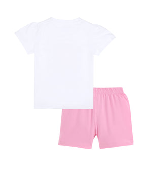 J&JP Kids Girls  Printed T-shirt and Shorts Set