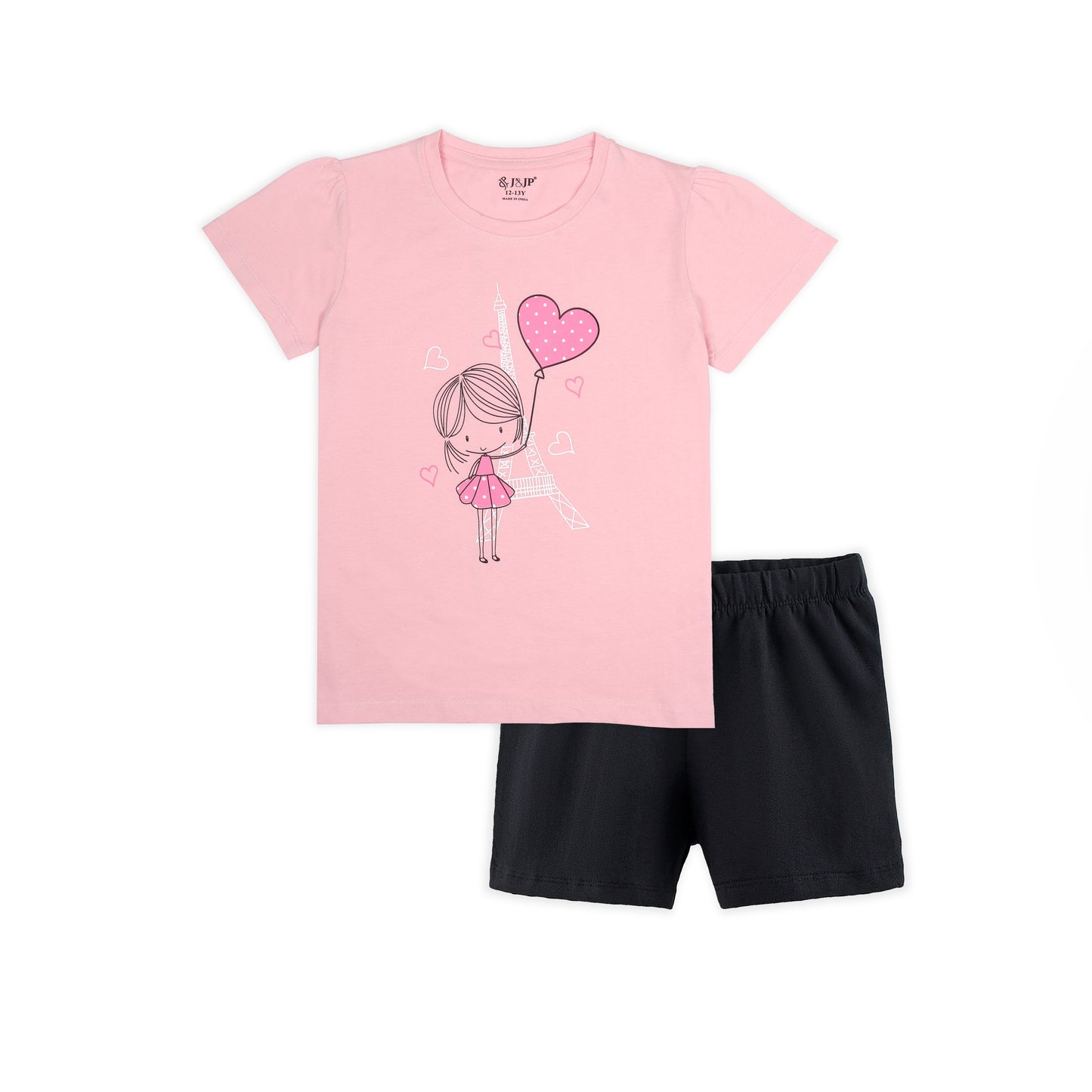 J&JP Kids Girls Printed T-shirt and Shorts Set