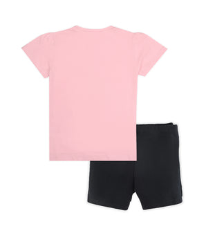 J&JP Kids Girls  Printed T-shirt and Shorts Set