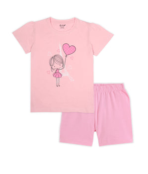 J&JP Kids Girls  Printed T-shirt and Shorts Set