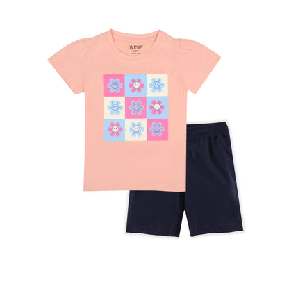 J&JP Kids Girls Printed T-shirt and Shorts Set