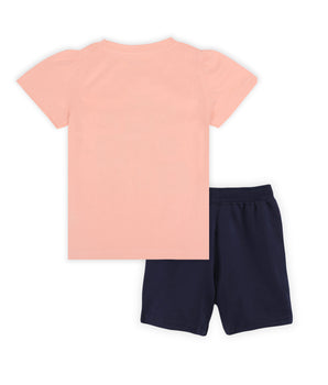 J&JP Kids Girls  Printed T-shirt and Shorts Set