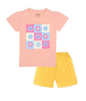 J&JP Kids Girls  Printed T-shirt and Shorts Set