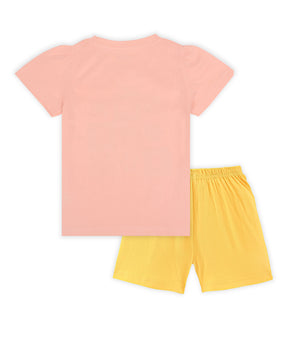 J&JP Kids Girls  Printed T-shirt and Shorts Set