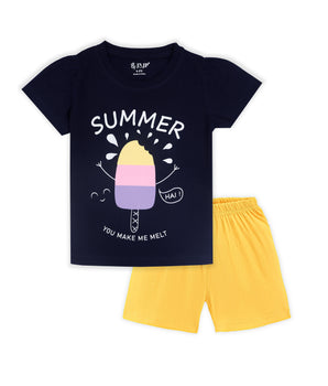 J&JP Kids Girls  Printed T-shirt and Shorts Set