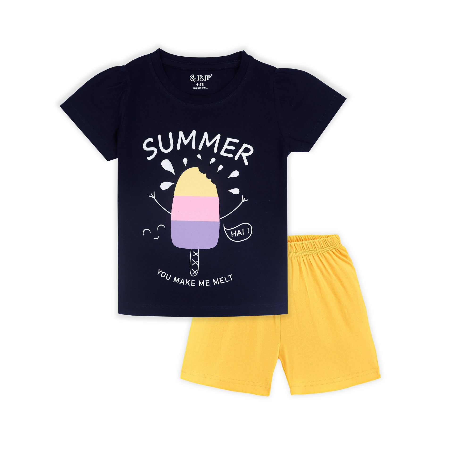 J&JP Kids Girls Printed T-shirt and Shorts Set