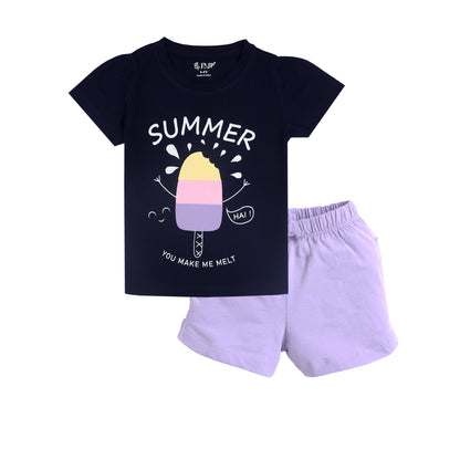 J&JP Kids Girls Printed T-shirt and Shorts Set