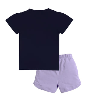 J&JP Kids Girls  Printed T-shirt and Shorts Set