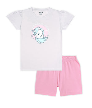 J&JP Kids Girls  Printed T-shirt and Shorts Set