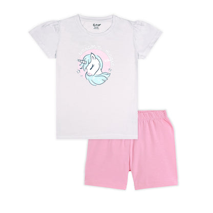 J&JP Kids Girls Printed T-shirt and Shorts Set