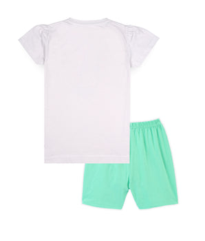 J&JP Kids Girls  Printed T-shirt and Shorts Set