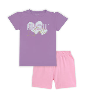 J&JP Kids Girls  Printed T-shirt and Shorts Set