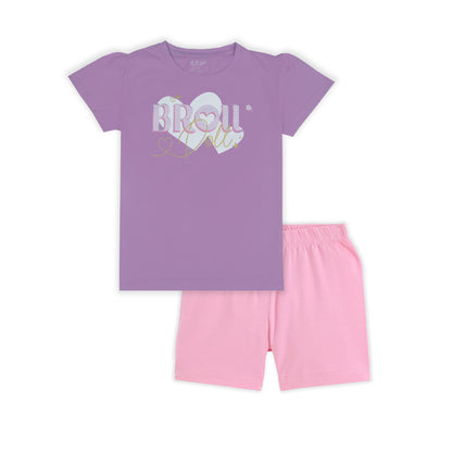 J&JP Kids Girls Printed T-shirt and Shorts Set