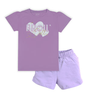 J&JP Kids Girls  Printed T-shirt and Shorts Set