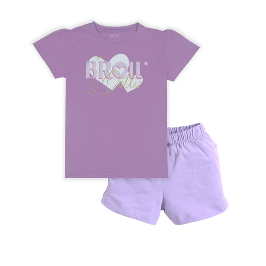 J&JP Kids Girls Printed T-shirt and Shorts Set