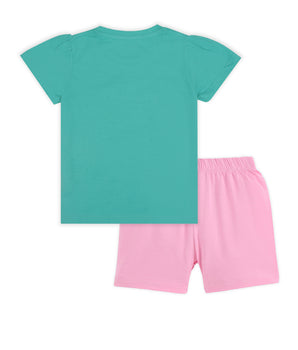 J&JP Kids Girls  Printed T-shirt and Shorts Set