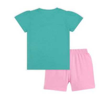 J&JP Kids Girls Printed T-shirt and Shorts Set