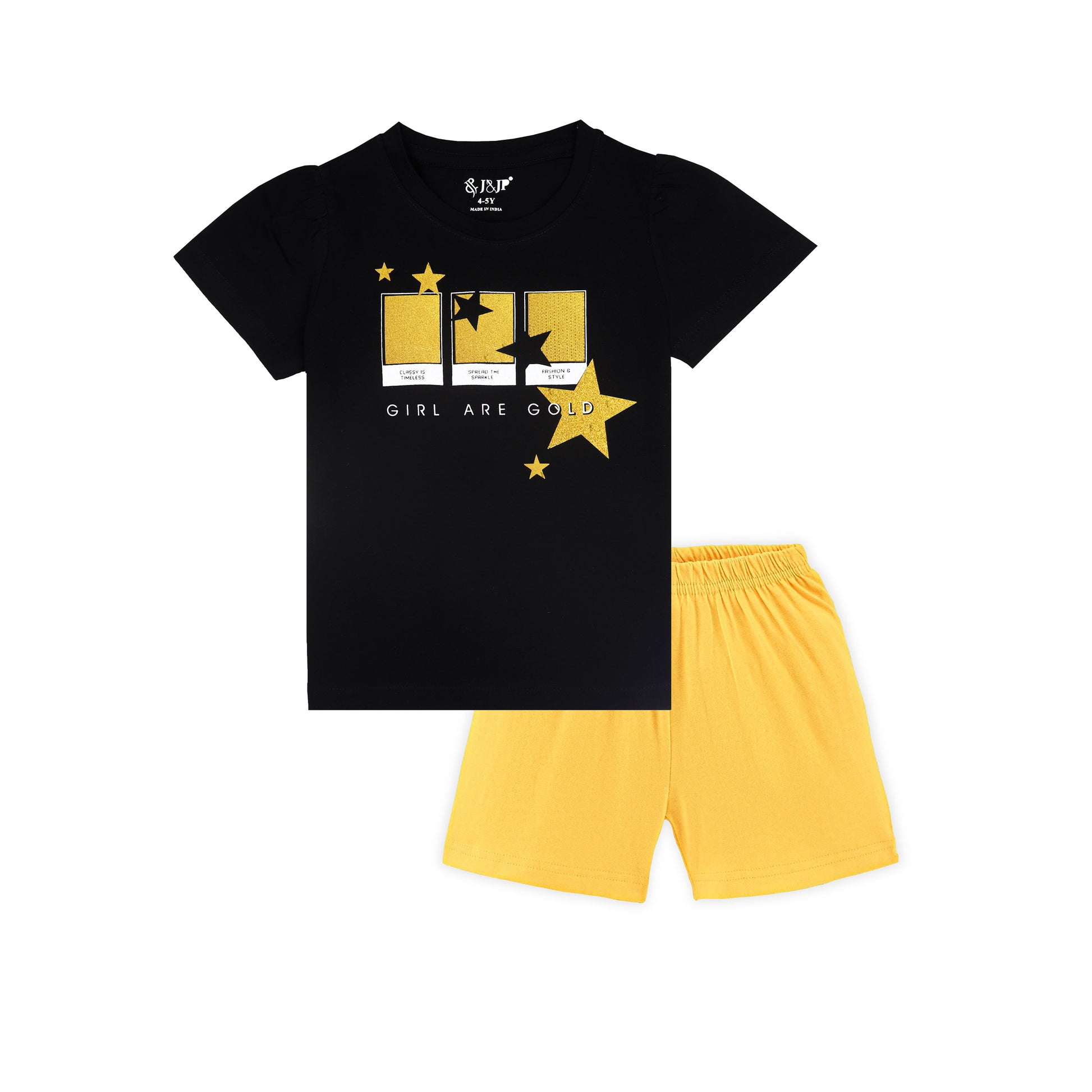 J&JP Kids Girls Printed T-shirt and Shorts Set