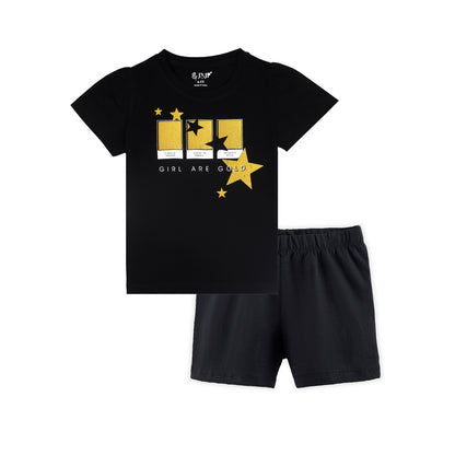 J&JP Kids Girls Printed T-shirt and Shorts Set