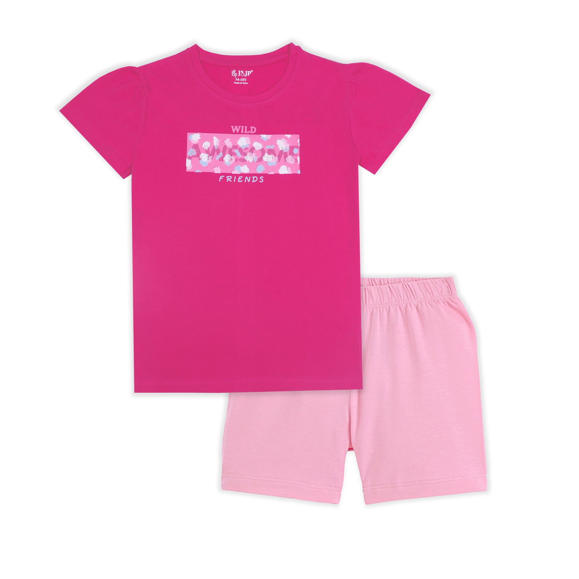 J&JP Kids Girls Printed T-shirt and Shorts Set