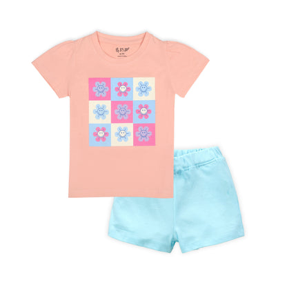 J&JP Kids Girls Printed T-shirt and Shorts Set