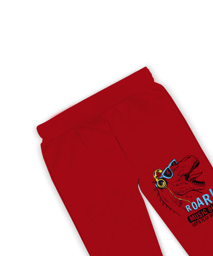 J&JP Kids Printed Track pant -Red