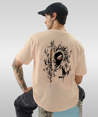 J&JP Men Oversized Back Printed T-Shirt-Peach