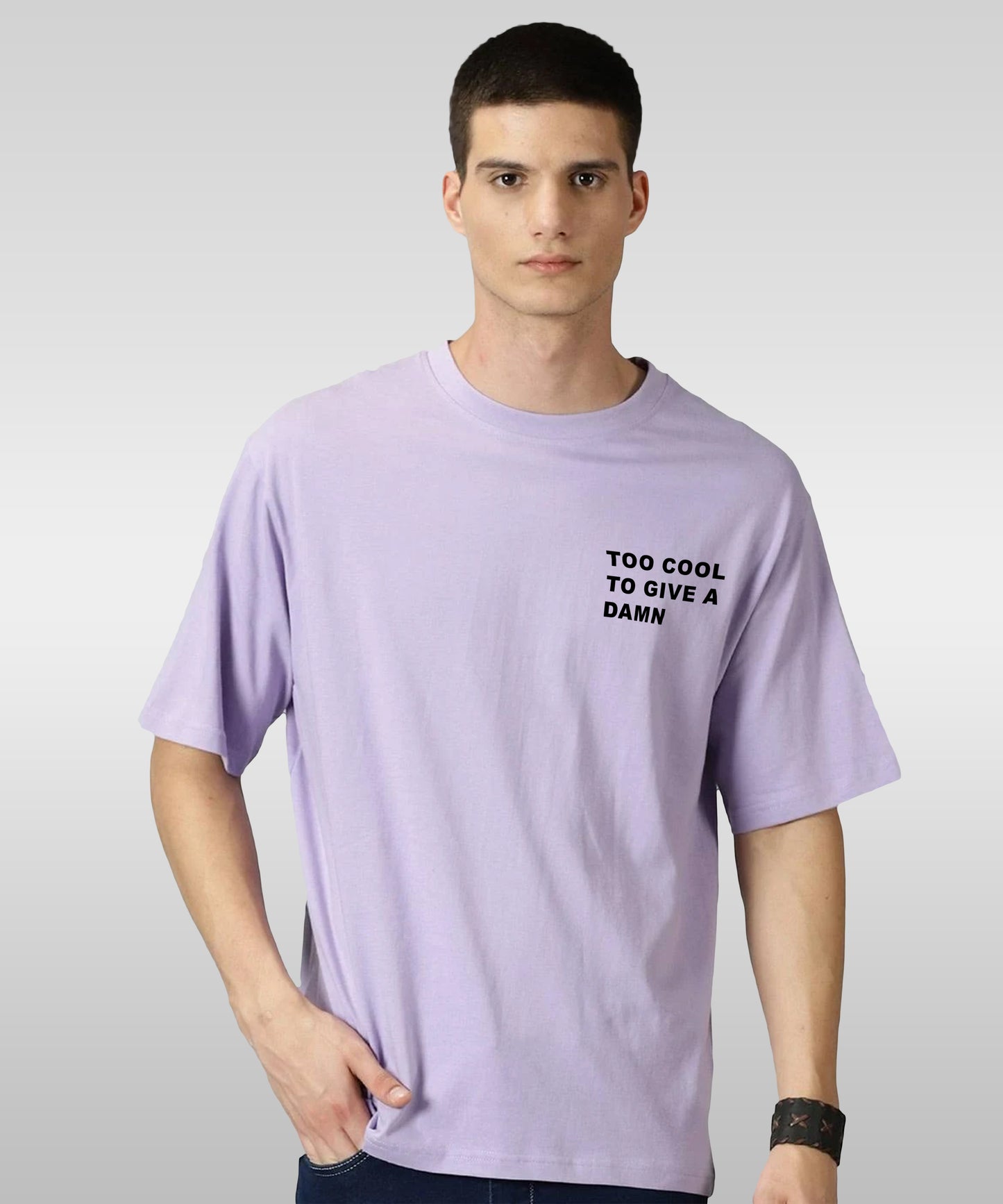 J&JP Men Oversized Back Printed T-Shirt-Purple