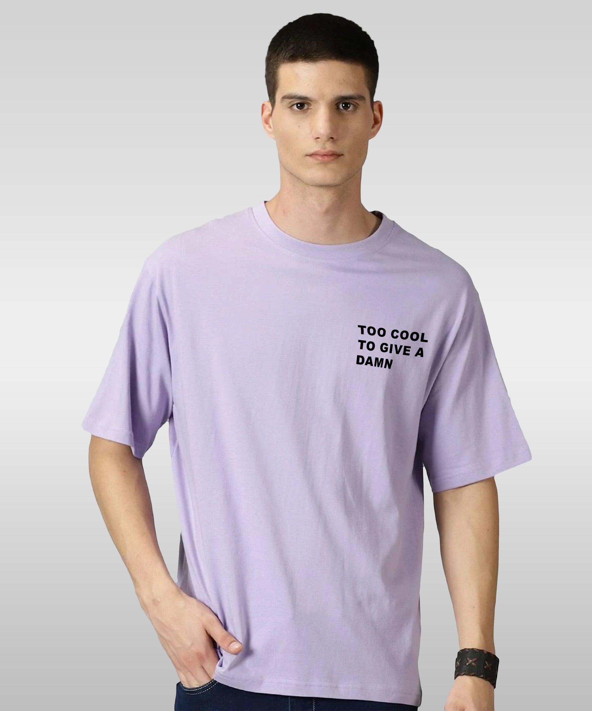 J&JP Men Oversized Back Printed T-Shirt-Purple