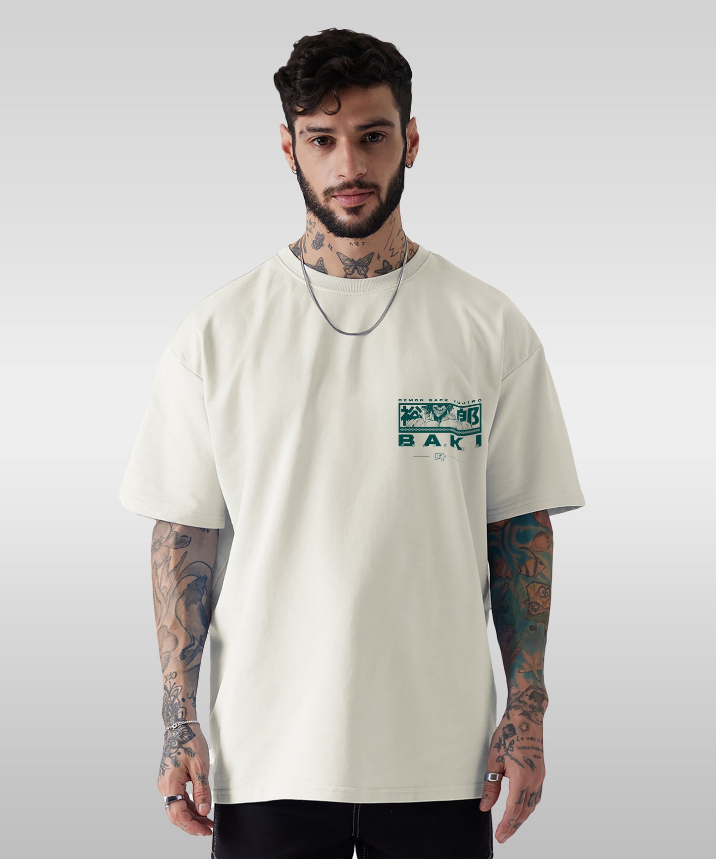 J&JP Men Oversized Back Printed T-Shirt-White