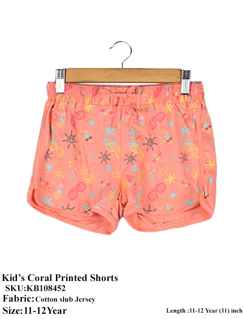 Kids Orange Cotton slub jersey Comic Shorts