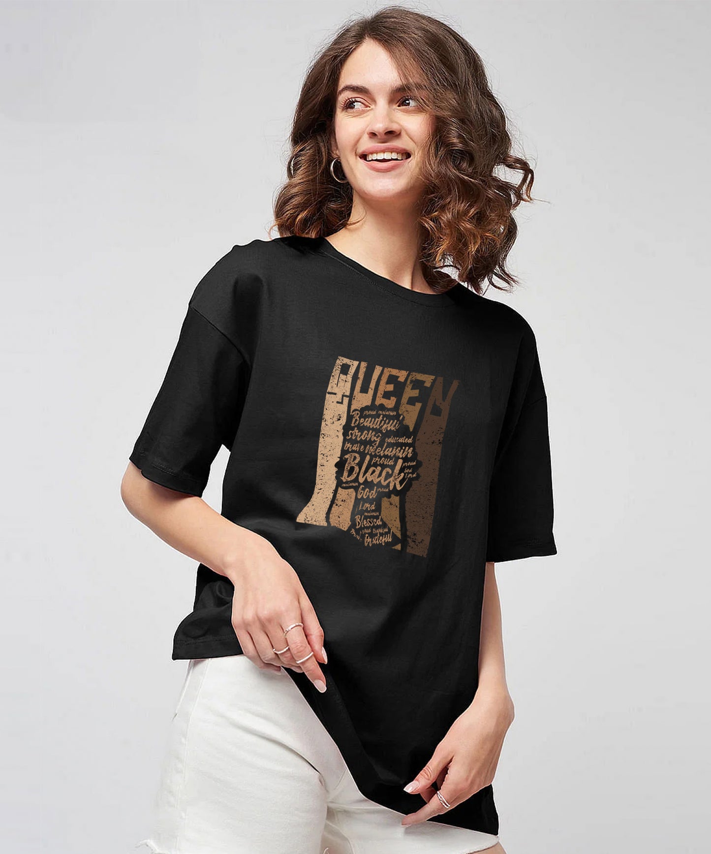 Women Oversized Queen Printed Tshirt