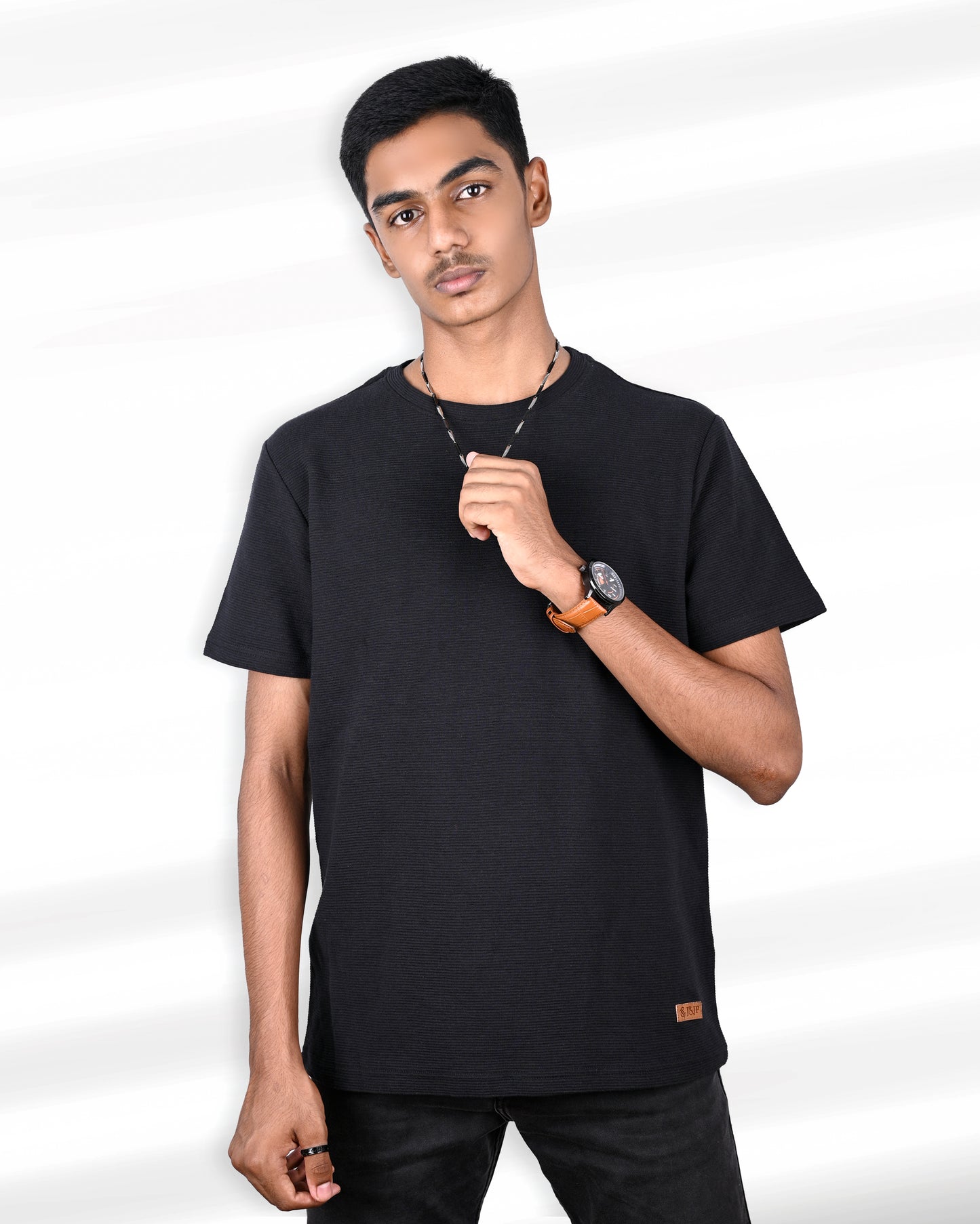 J&JP Men's Solid Tshirt -Black