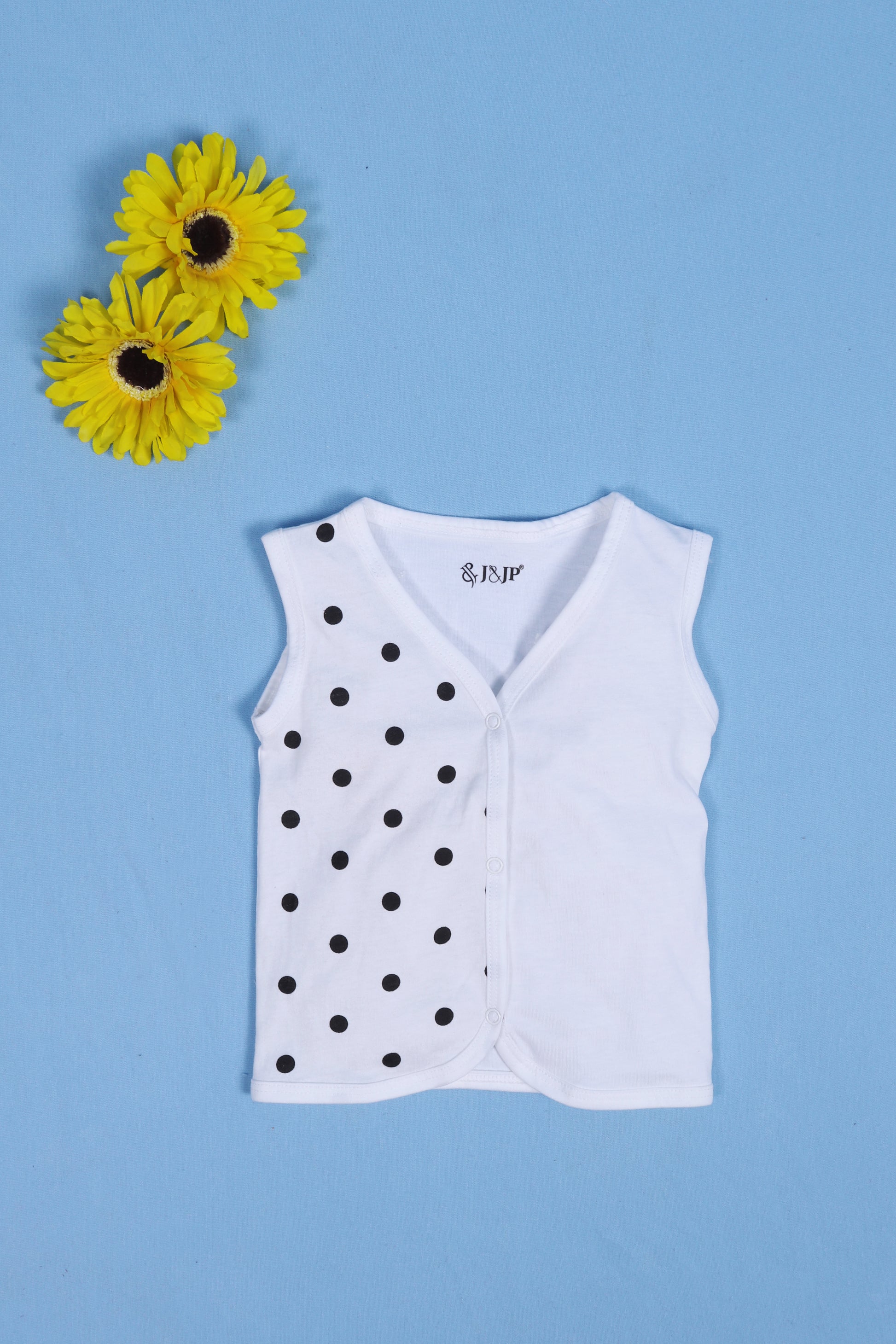 Babies White Sleeveless Cotton Jabla