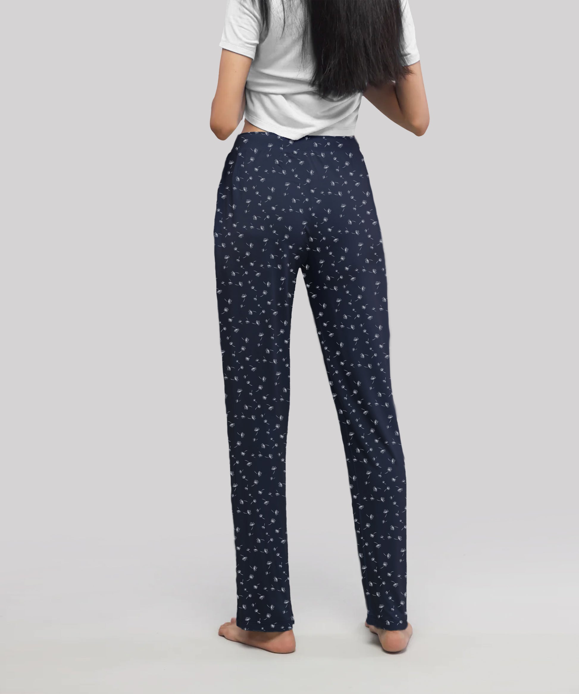 Women Navy Printed Cotton Pyjamas