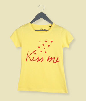 Women Yellow Half sleeve Printed Cotton  T-Shirt