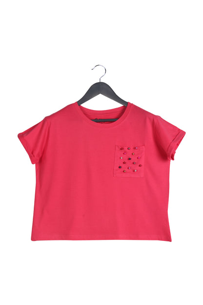 Women Pink Half sleeve Cotton T-Shirt