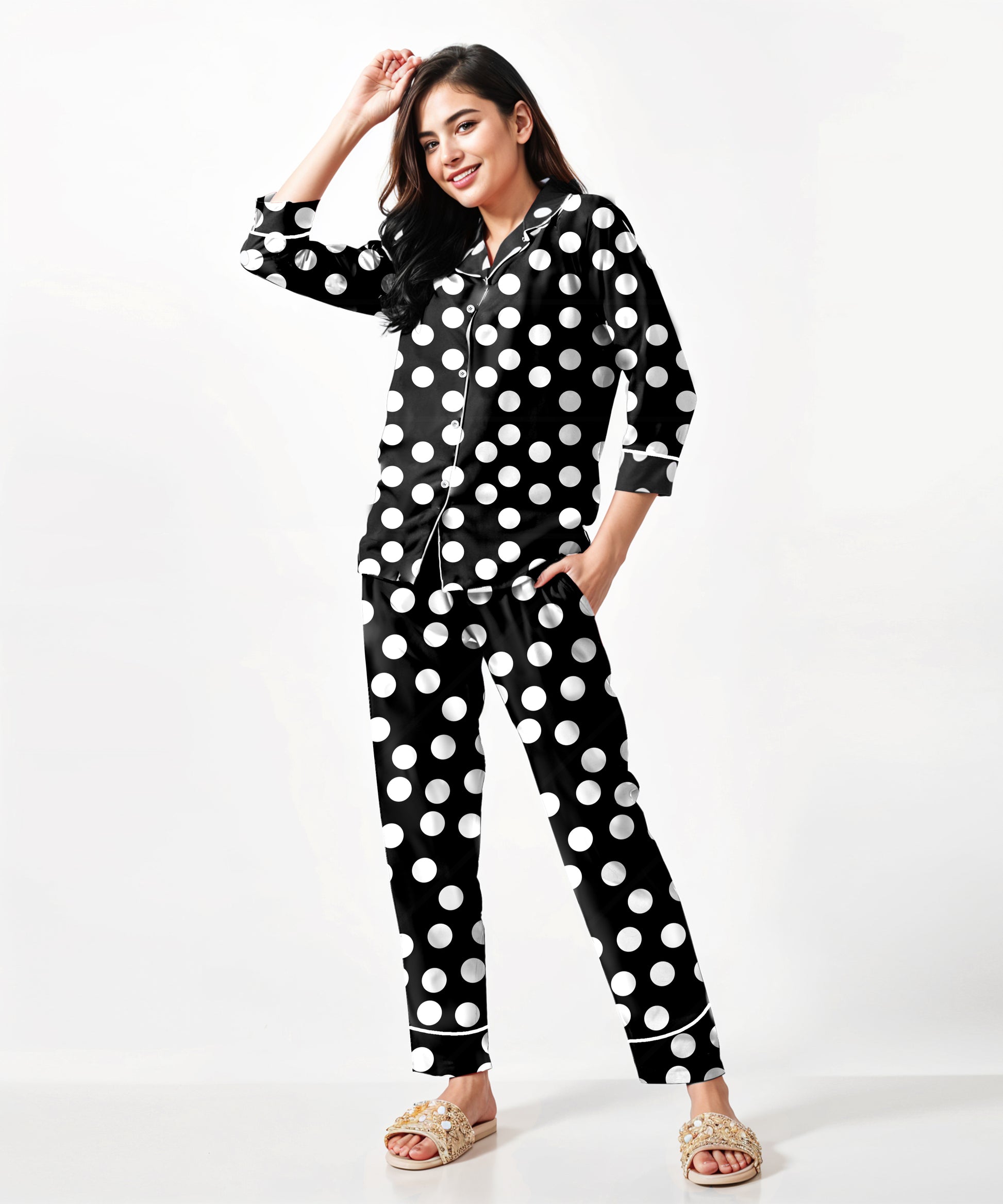 Women Black Printed Cotton Clothing set